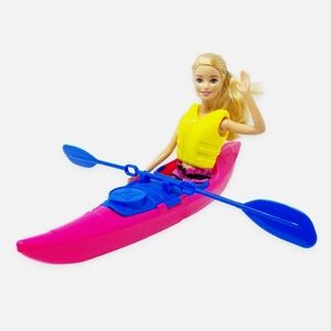 Barbie Water Kayak Sports Pink & Blue Set Rows and Life Jacket Girls Accessories
